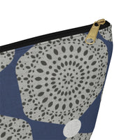 Lace Hexagon Accessory Pouch w T-bottom in Navy